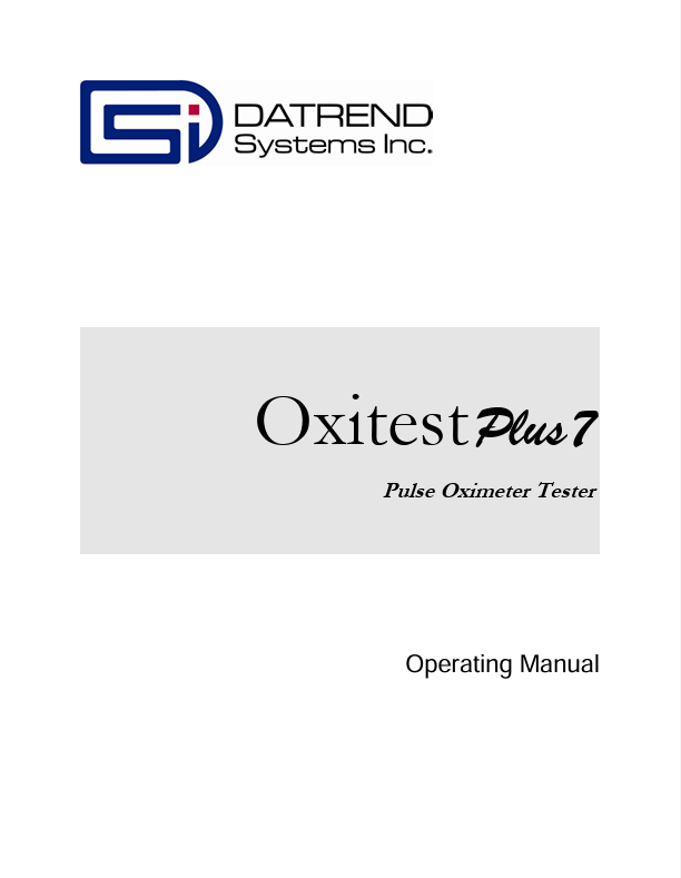Oxitest Plus 7 - SpO2 Tester - Manual
